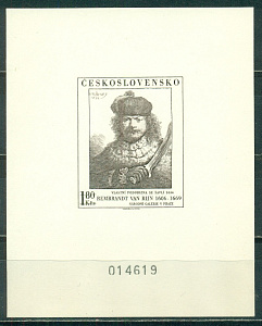 ЧССР, 1973, Живопись, Рембрандт, Люкс-блок на картоне